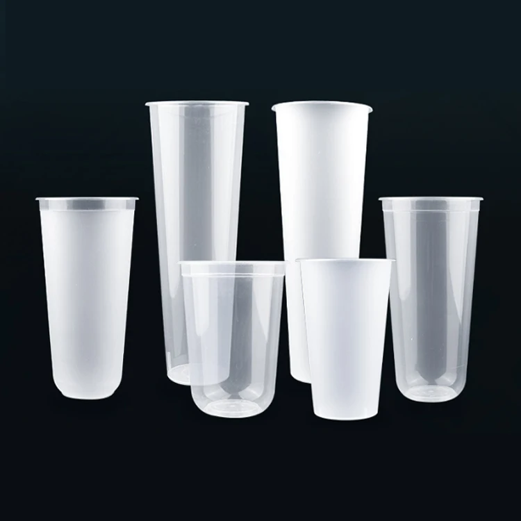u unique pp plastic cups with flat bottom lids 12oz/16oz/24oz /32oz Disposable Bubble Tea / Milk Tea / Juice Injection Cup