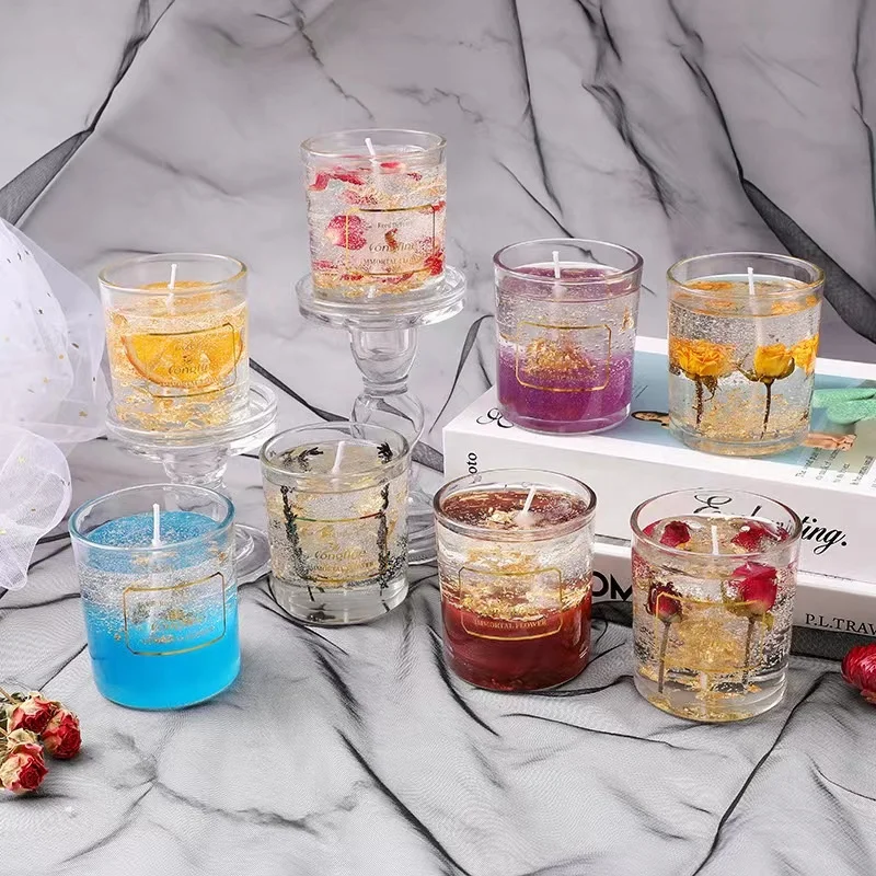 Real flower jelly aromatherapy candle essential oil incense floral candle glass bedroom fragrance birthday wedding gift
