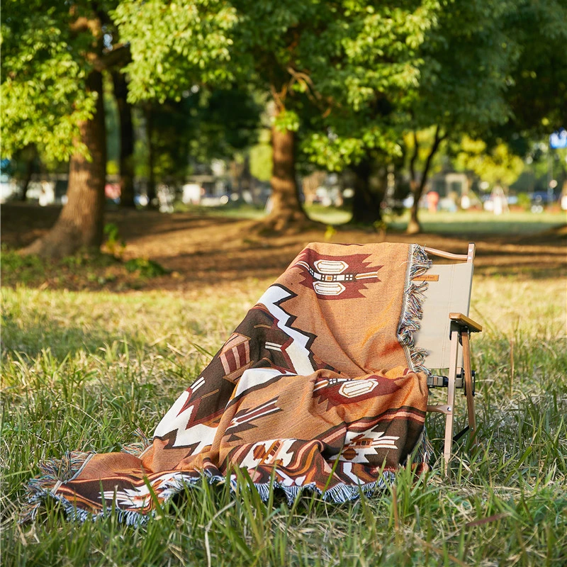 Recycled Cotton Machine Washable Outside  Throw Woven Tapestry Blankets Throws boho