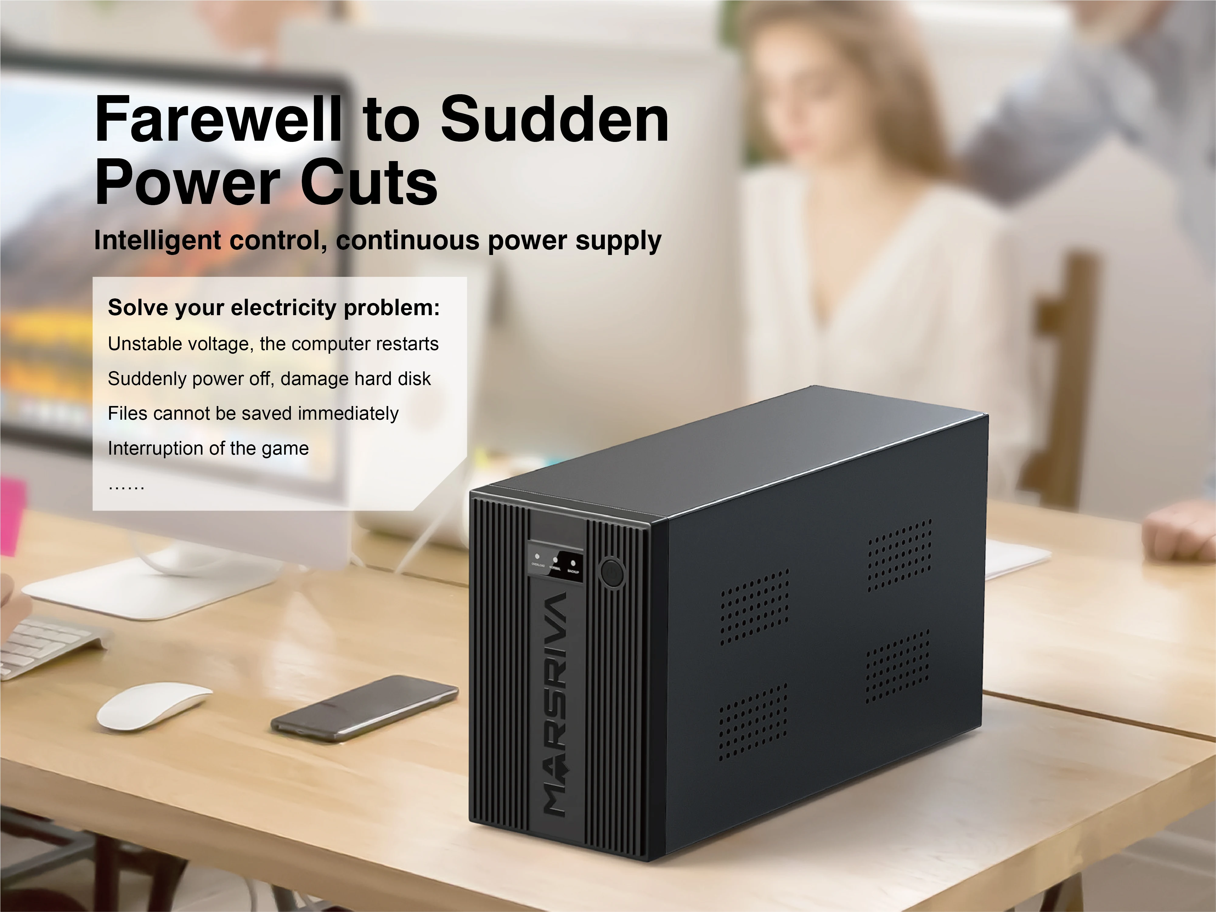 Smart Back-up UPS 110V 220V Offline 1000VA Line Interactive UPS 600W