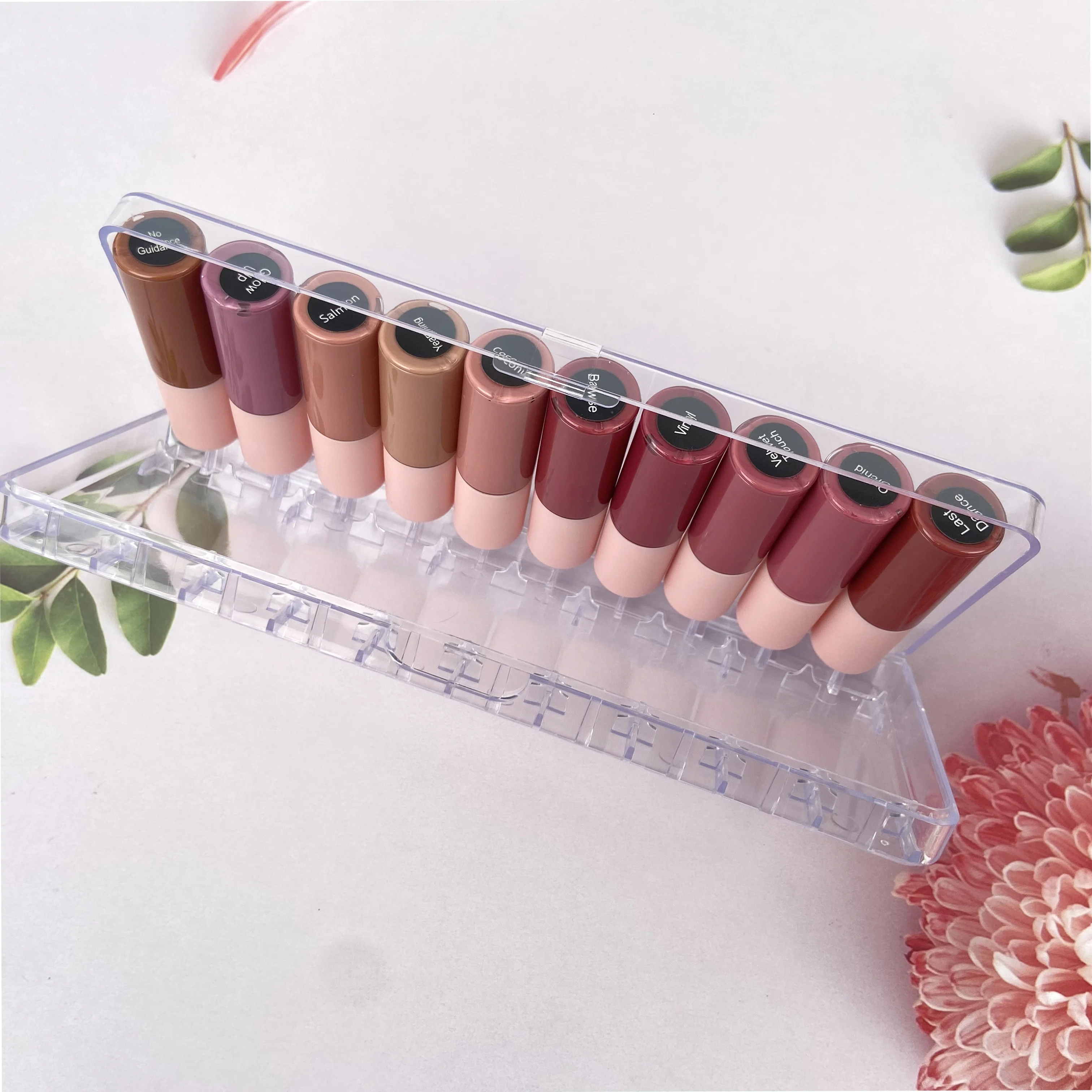 Travel size matt lip gloss with custom paper box glossy lip glaze vendor private label wholesale sample size lip glosses