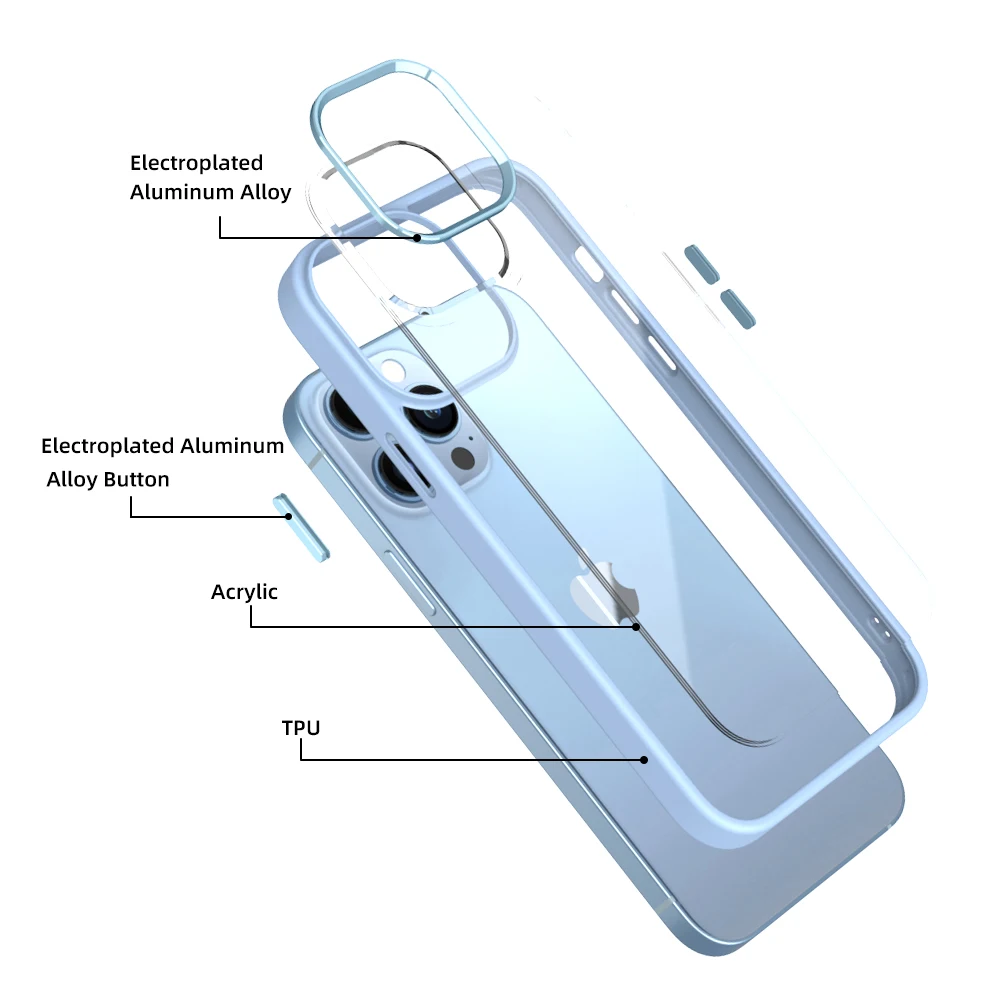 New Mobile Accessories funda armor case For 11 12 SE 2022 Shockproof transparent acrylic design back cover For iPhone 13 Pro Max