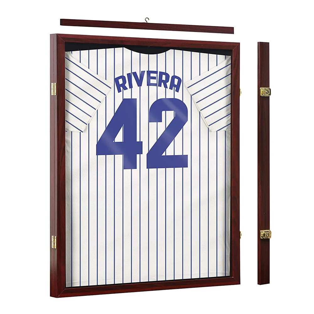 Wall Mount Jersey Display Wood Frame Finish Case Large Shadow Box Home Decor