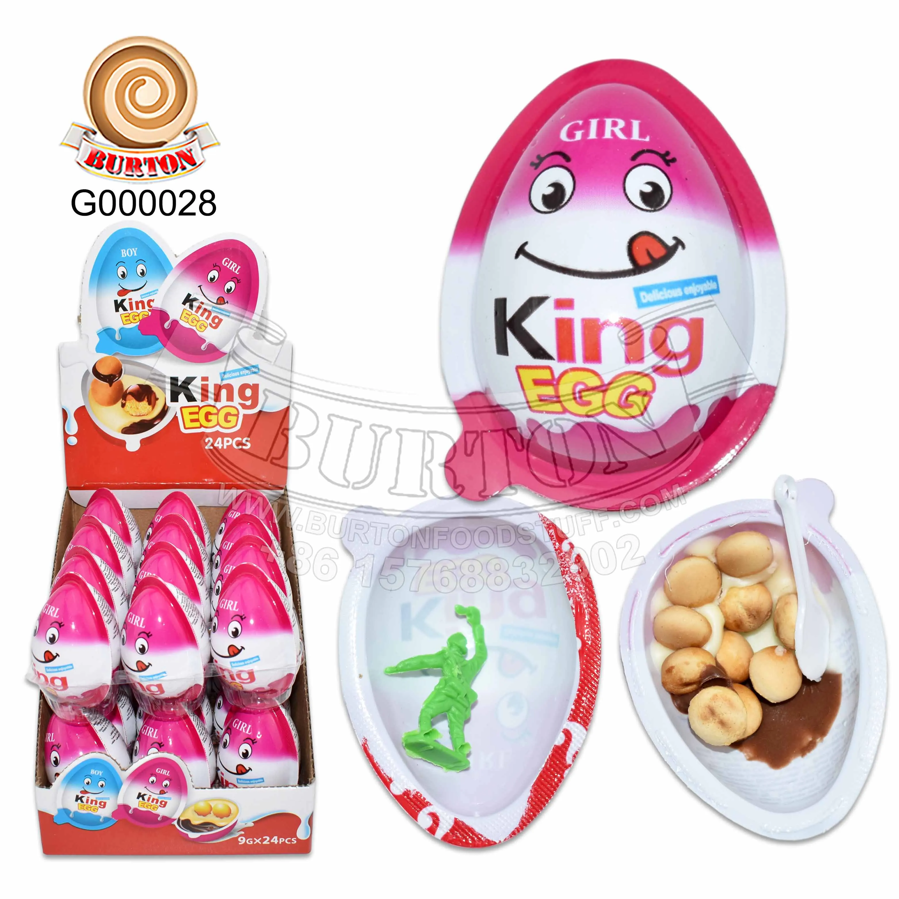 High quality halal sweet milk chocolate jam and crispy biscuit with cute mini toy chocolate egg candy
