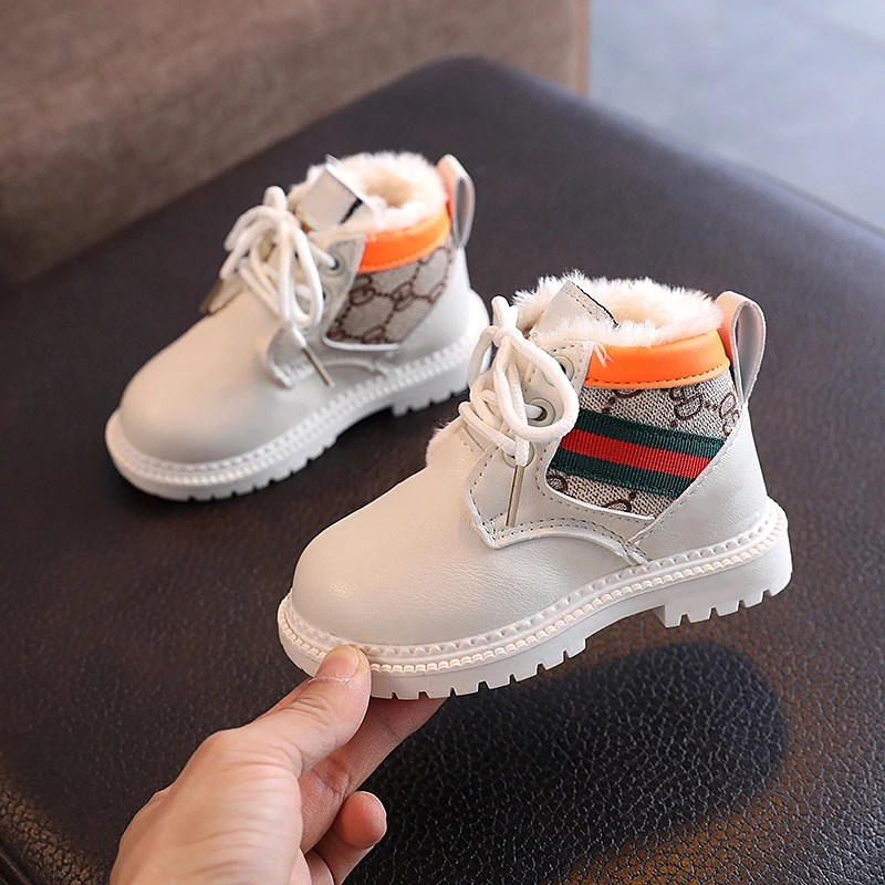 Лидер продаж, Детские Зимние Теплые ботильоны с густым плюшем и мехом для мальчиков от 3 до 4 лет