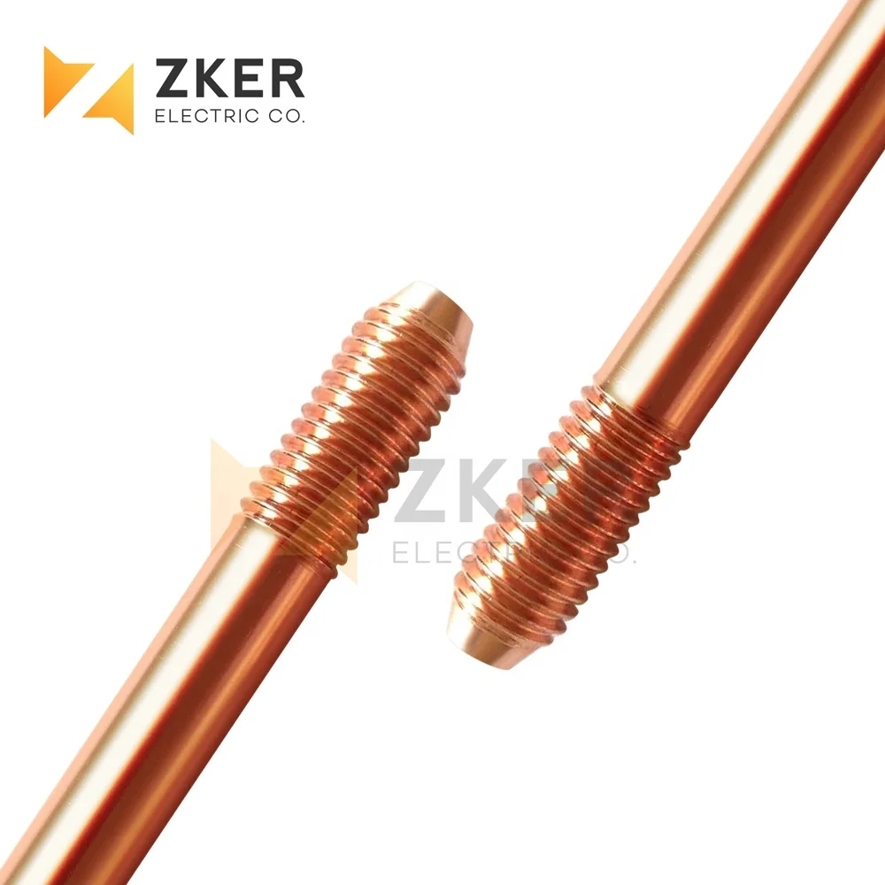 High Conductive Copper Clad Steel Earthing Rod,Two Ends Threaded Copper Grounding Rod