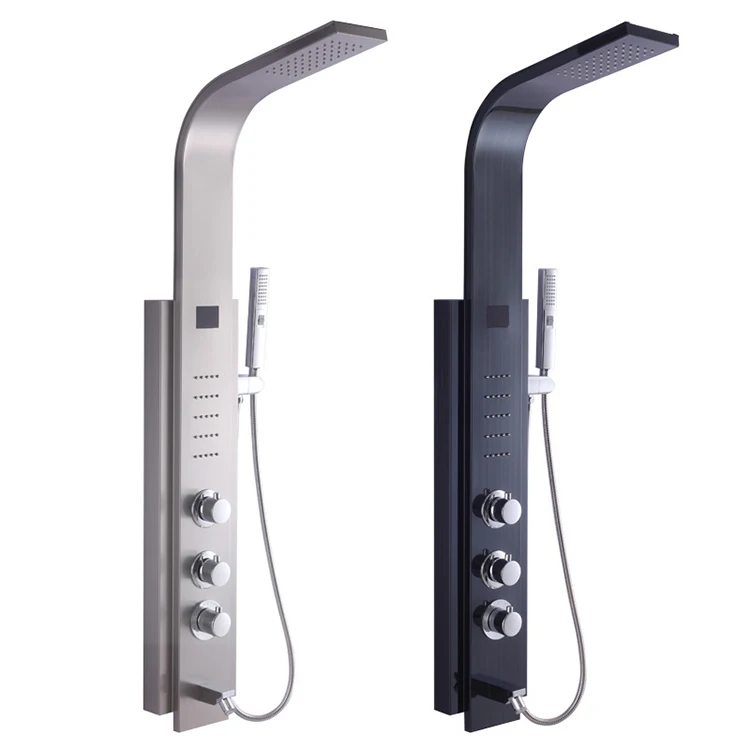 304 Stainless Steel Waterfall Spa Jets Smart Shower Set Nickel Brushed Shower Panel Column Towers