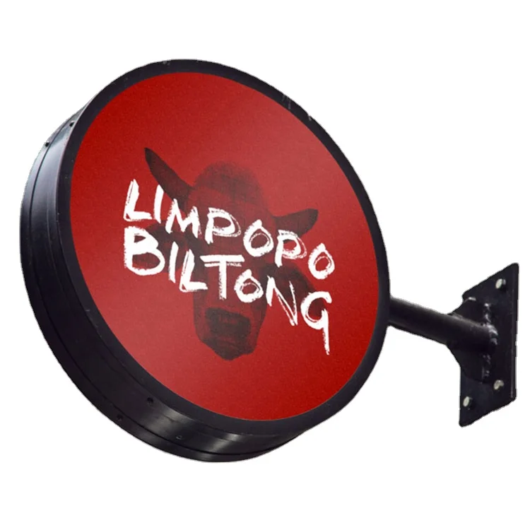 Best price outdoor  circle LED advertising light box letters wall mounted led logo printed round light boxes with brackets