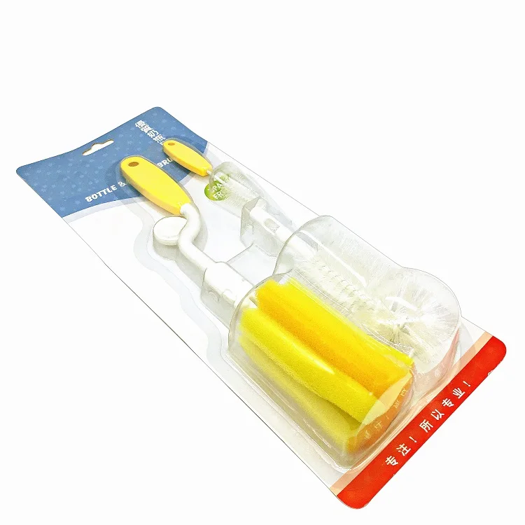 
Wholesale sponge baby bottle brush 3 in 1 sets replacement baby bottle nipple cleaning set 