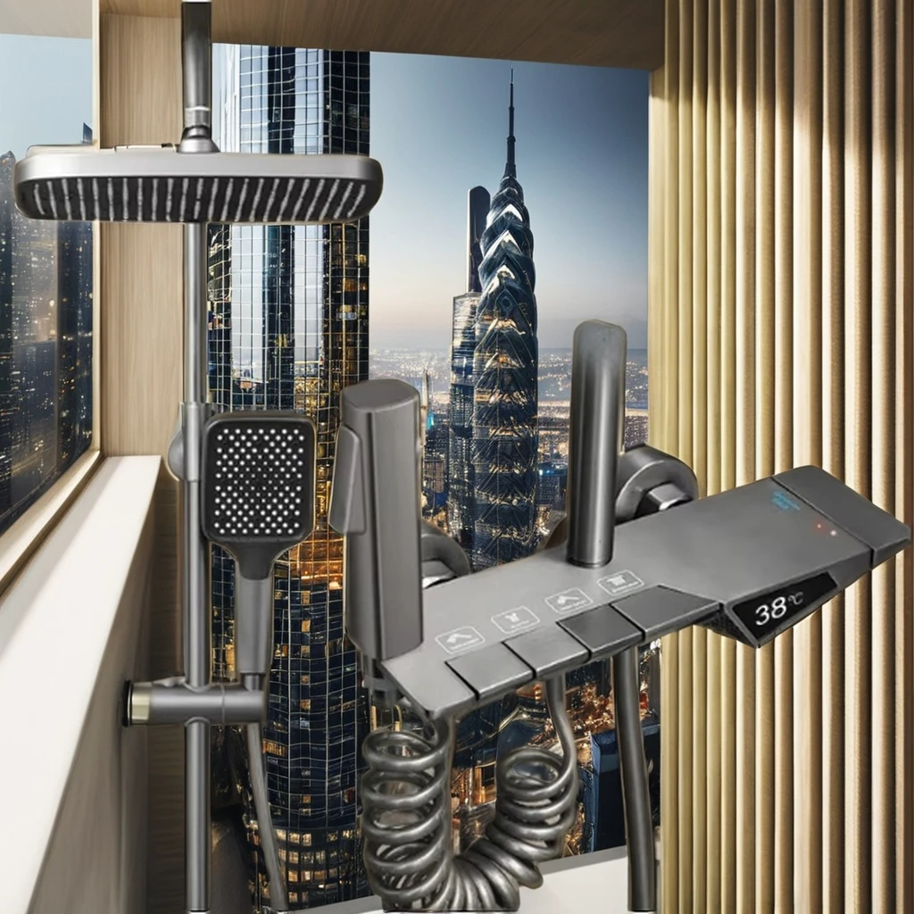 Modern Style ABS Chrome Wall Mounted Overhead Shower with High Pressure Chrome Plastic Shower Head Arm for Hotel Bathroom Use