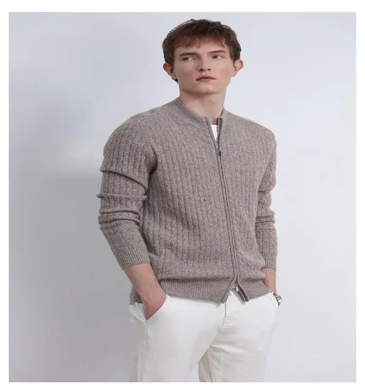 2021 мужской вязаный свитер на заказ, топы с длинным рукавом, смешанные из ангоры, вязаный осенне-зимний вязаный кардиган на молнии, свитер