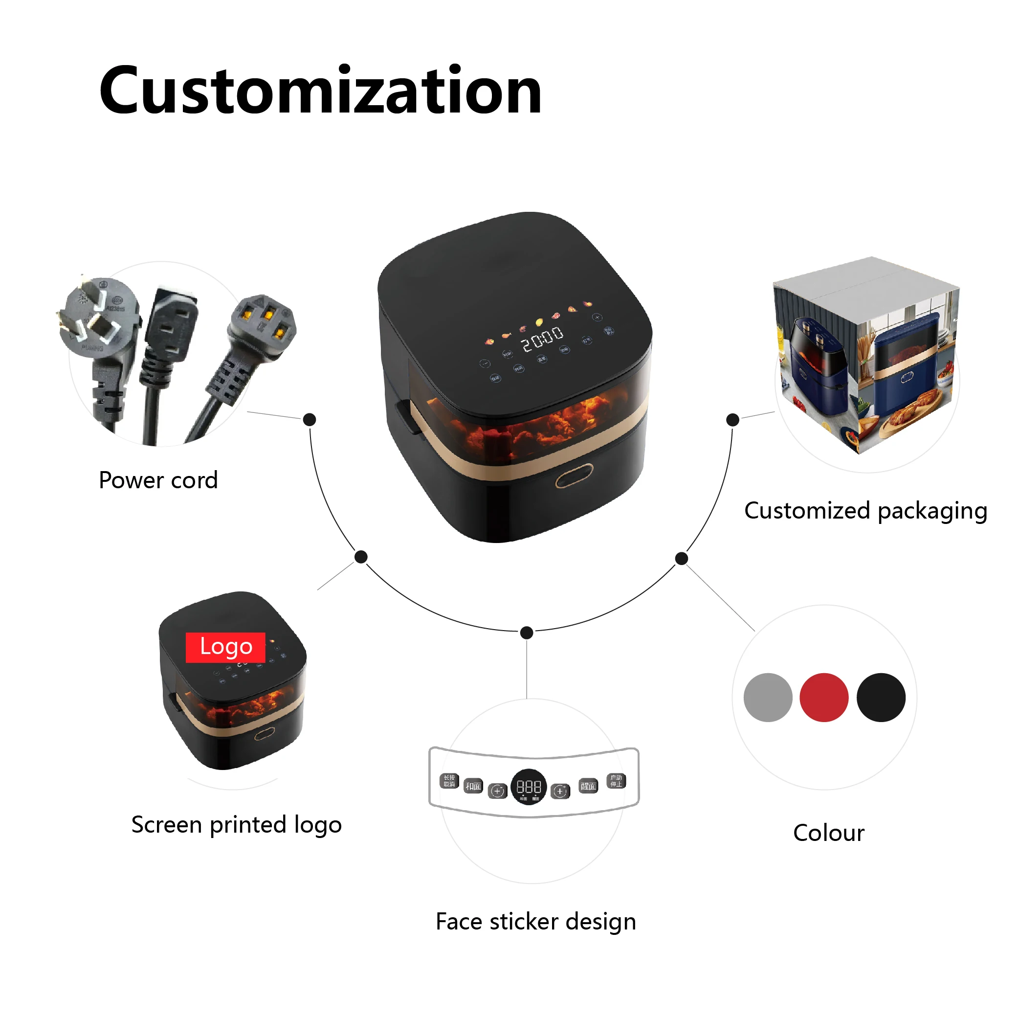 OEM Smart Air Fryer for Healthy Low-Fat Cooking Electric Mechanical Air Fryer Household Oil Free Fryer