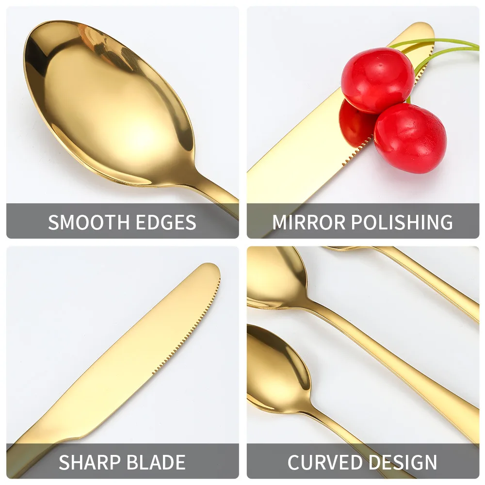 In Stock Cuttlery Set Juego De Cubiertos Gold Silverware Set Of Spoons And Forks With Box