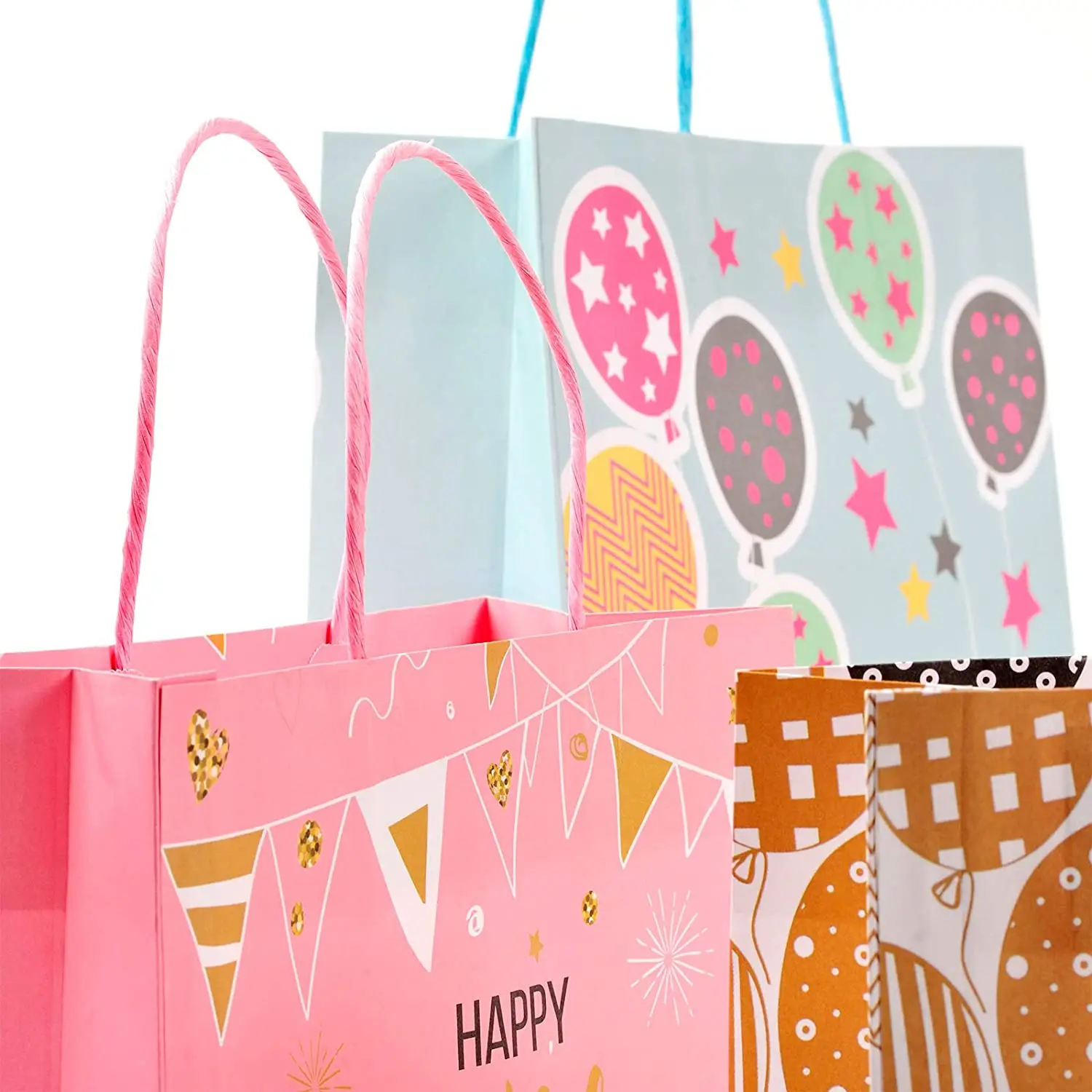 Wholesale Custom Logo Printed Luxury Kraft Happy Birthday Gift Paper Bag