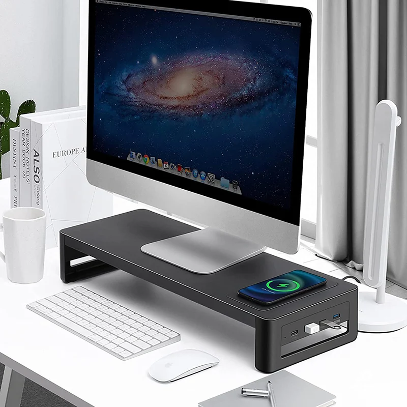Aluminum Metal Monitor Stand Riser with USB laptop LCD Studio Desk computor monitor stand