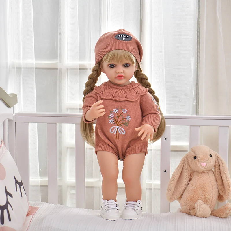 New 55cm soft vinyl doll silicone doll baby doll toy conversation function kids toys for play With Fashion Clothes Accessories