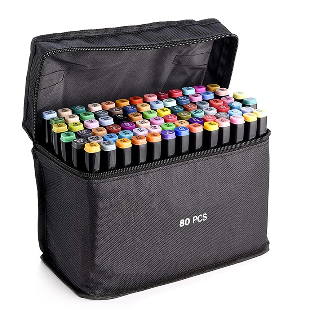 80 color customizable dual tip alcohol markers set