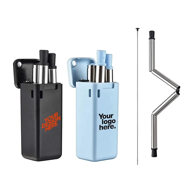Hot Selling Eco Friendly Folding Reusable Silicone Drinking Straw Cool Gadgets Folding Pipette Promotional Gifts