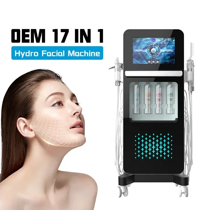 2024 Trend Newest 17 IN 1 Hydra Machine Dermabrasion Aqua Peel Facial Oxygen Jet Skin Clean Whiten Salon Hydro Equipment