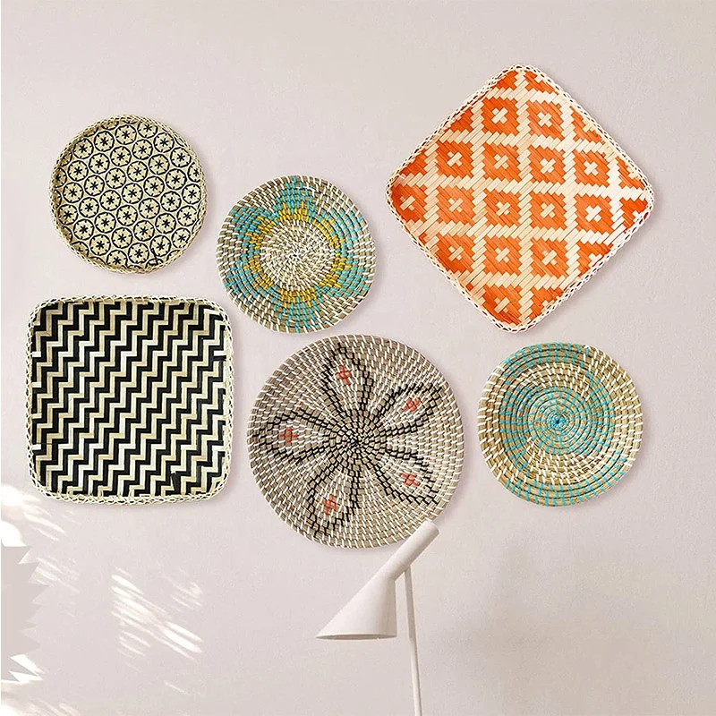 Handmade Seagrass hanging woven wall basket rattan wall decor for Housewarming Gift