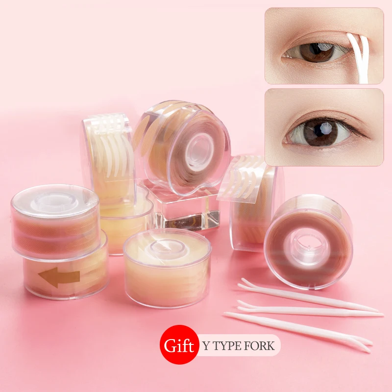 Wholesale Roll Double Eyelid Sticker Lace Mesh Eyelid Sticker Naturally Invisible Seamless Double Eyelid Sticker Cylinder Pack