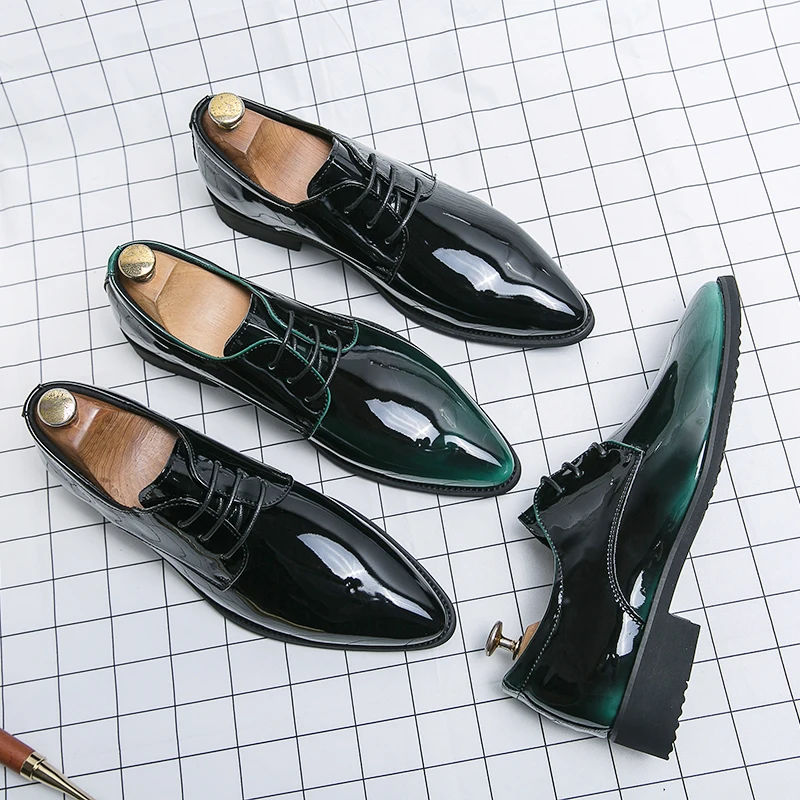 AMPLE Fashion Classic Design Patent PU  Leather Brogue Dress Shoes Oxford For Men in Big Size