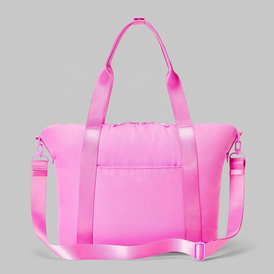 Unisex Custom Hot Pink Short Travel Tote Bag Sports Yoga Gym Tote Portable Shoulder Strap Fashionable Polyester Nylon Material