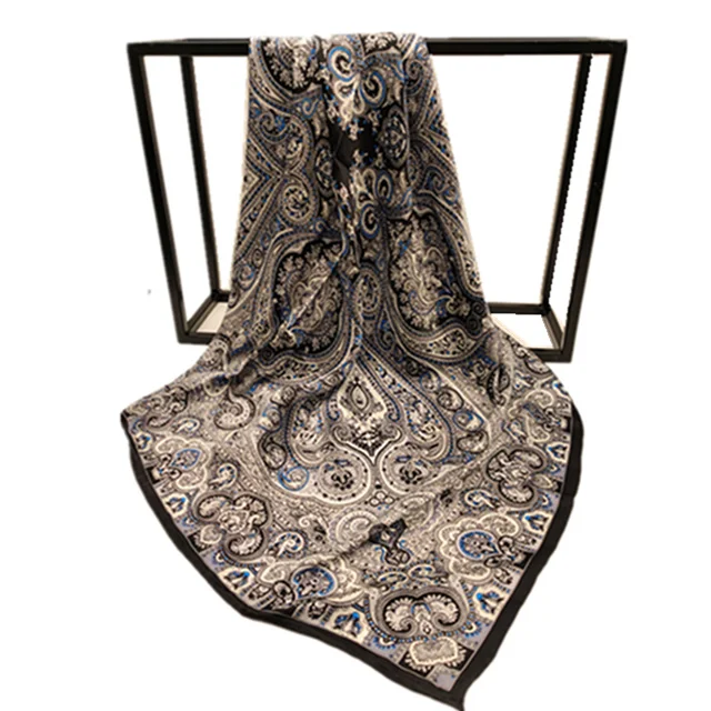 custom high quality fashion designer women printed cotton silk satin ethnic scarves & shawls