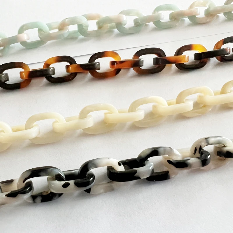 Lucite Cellulose Acetate Acrylic Tortoise Shell Chunky Cuban Link Chain Bracelet/Resin Tortoiseshell Glasses Chain For Bags