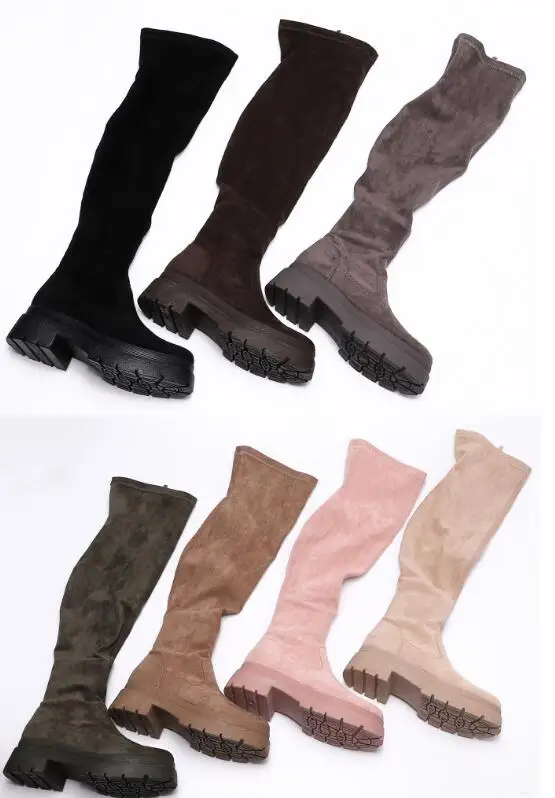 2023 New suede wedge knee high zipper comfortable boots