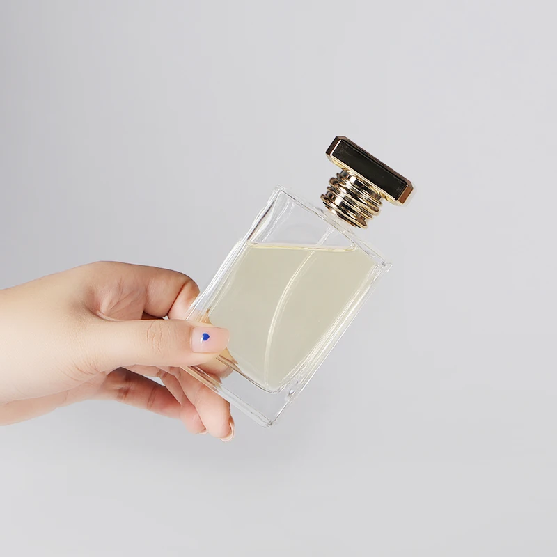 Empty 30 ml 50 ml 100 ml transparent flat square shape spray glass perfume bottle