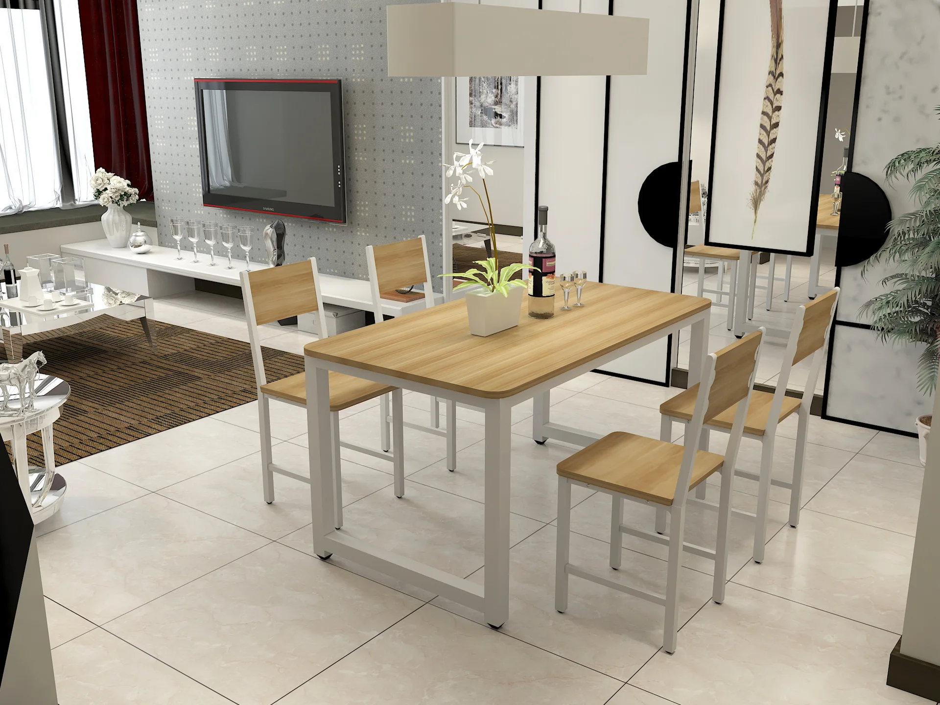 
2021 New Living Room Furniture Modern Dining Table And Chairs Set 