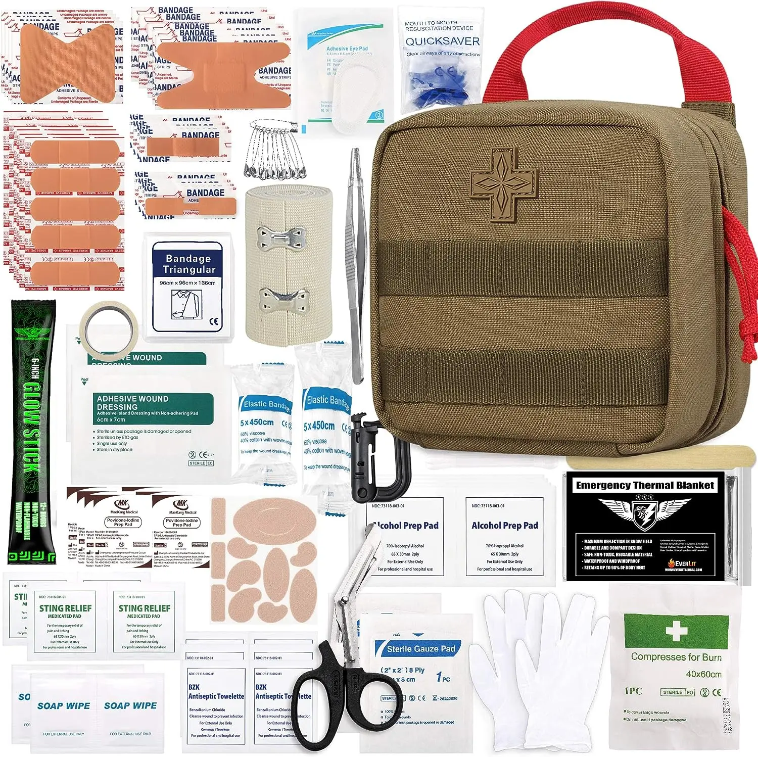 First Aid Kit  180 Pieces Outdoor Camping Emergency Kits for for Camping Boat Hunting Hiking Home Car