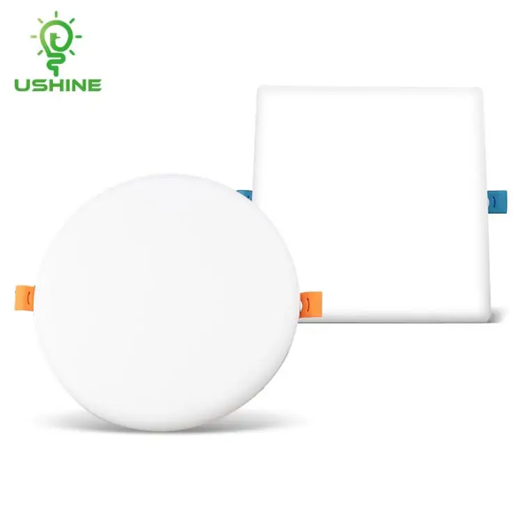 Ushine Good Quality Commercial Lighting Frameless Square Round Aluminum Ceiling Recessed LED Panel Light