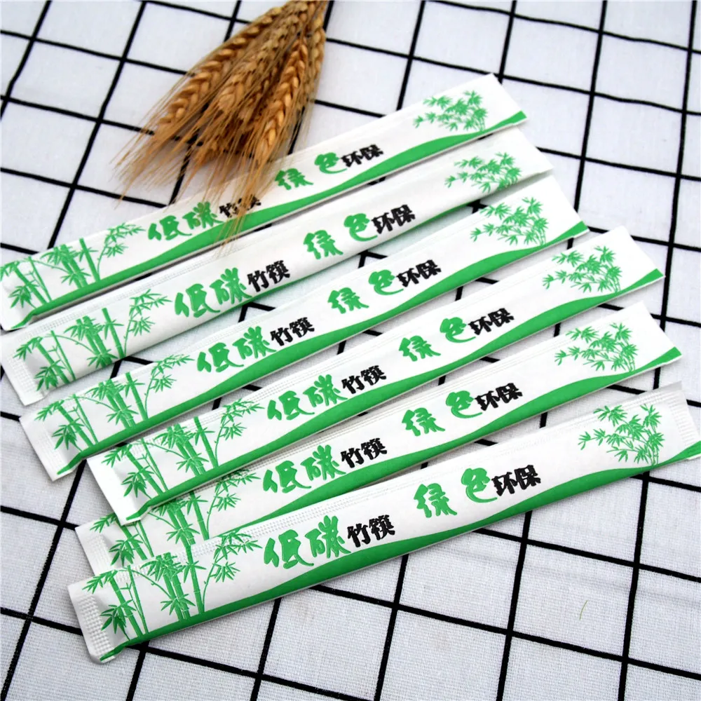 Custom Logo Printed Paper Wrapped Disposable Bamboo Chopsticks Restaurant Hotel sushi Chopsticks