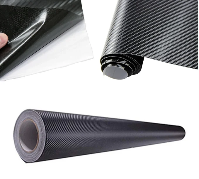 Car Wrap Vinyl Bubble Free Adhesive Black 3D 4D 5D Carbon Fiber Vehiclel Car Cover Wrapping Vinyl Film