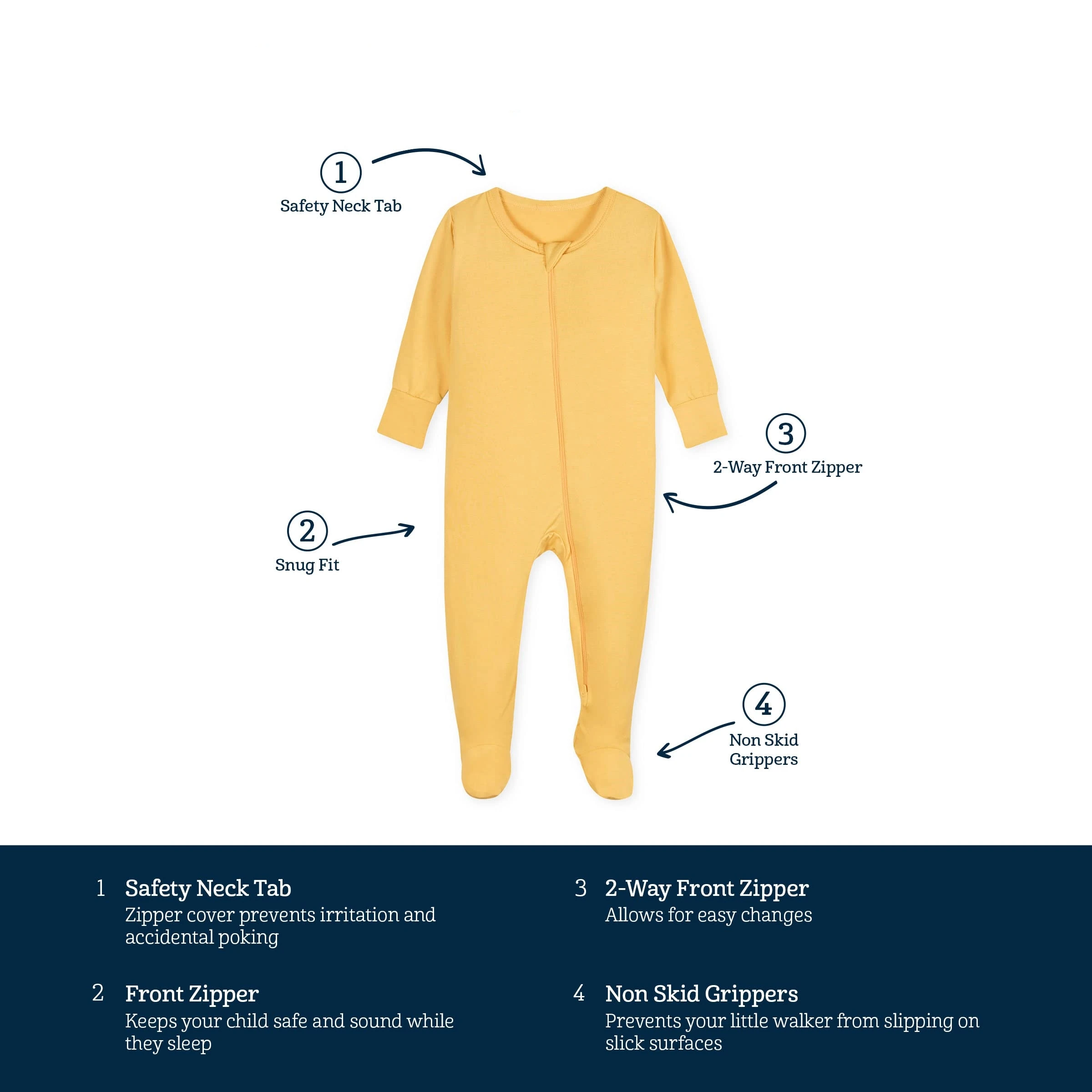 New Factory Newborn Baby Clothes Clothing Natural Fabric Plain Solid Long Sleeves 100% Bamboo Footie Zipper Baby Pajamas