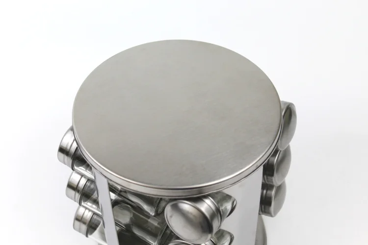 12 pieces Jar revolving spice rack Stainless Steel Rack Tower Organizer Rotating Spice Rack