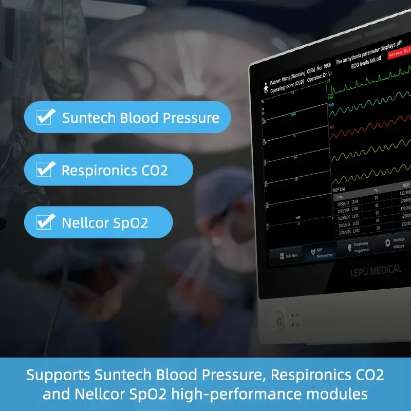 Lepu Portable Medical Multipara Touch Screen Remote Patient Monitoring Wall Mount Multi Parameter Patient Monitoring