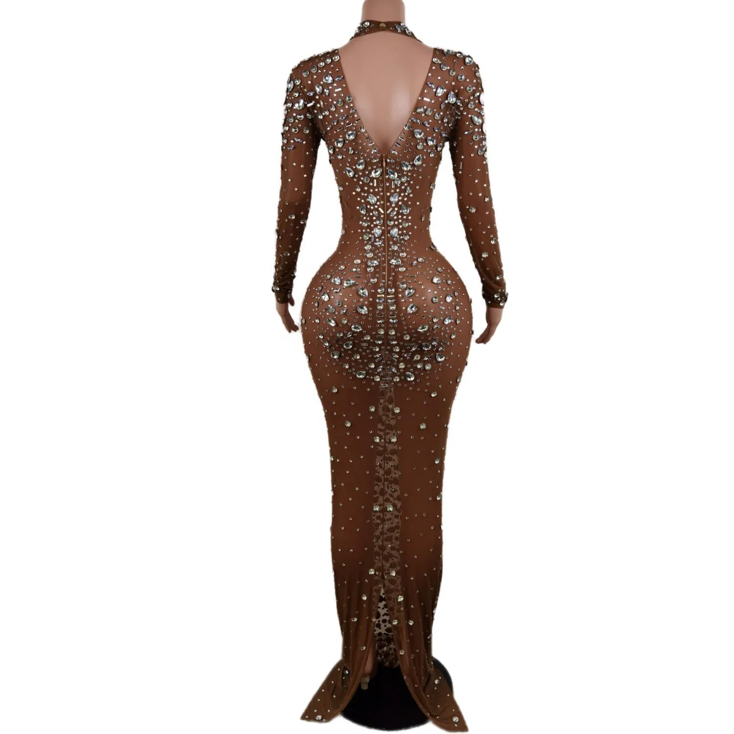 2023 Luxury See Through Crystal Prom Gowns Sexy Diamond Birthday Wedding Guest Dresses Women Formal Long Party Evening Dress