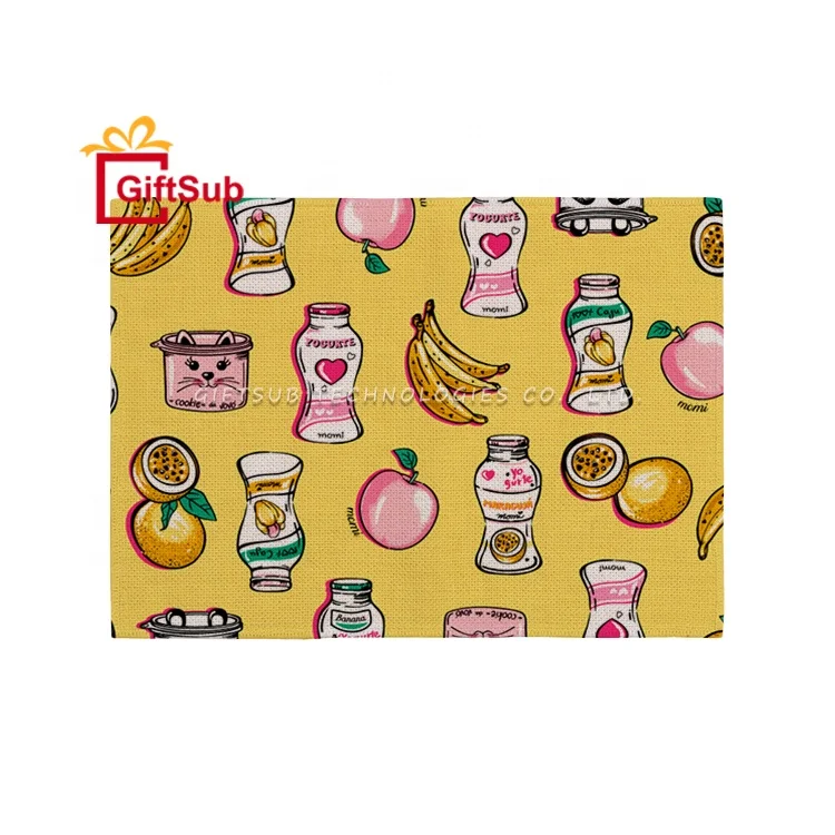 Wholesale Custom Printed 30*40cm Beige Table Mat Dining Room Decoration Sublimation Blank Linen Placemats Dining Table Mats