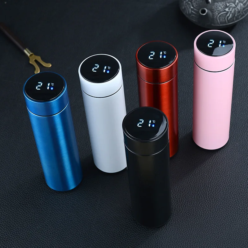 500ml Stainless Steel Sports Automotive Travel Mug with LED Temperature Display Leak Proof Keep Cold and Keep Warm Water Bottle
