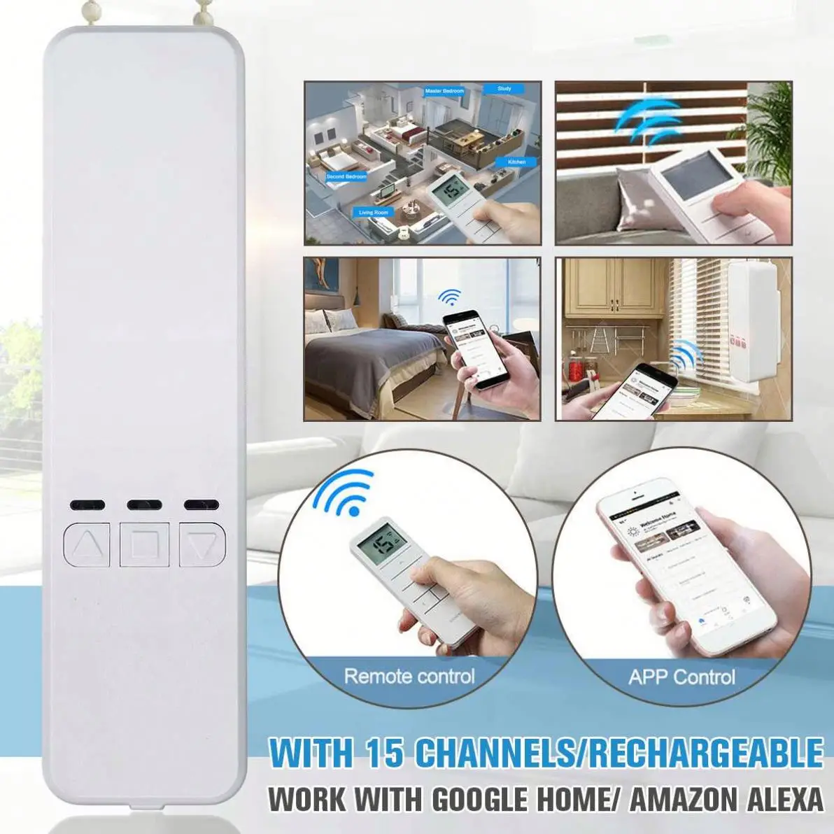 Tuya Smart Home WIFI Remote Control Blinds Curtain Shade Shutters Chain Motor