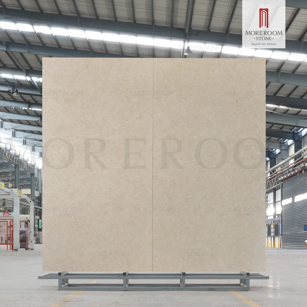 Artificial Slab Marble Look Cream Sintered Stone Polished Tile Wall Panel For Thailand Hotel