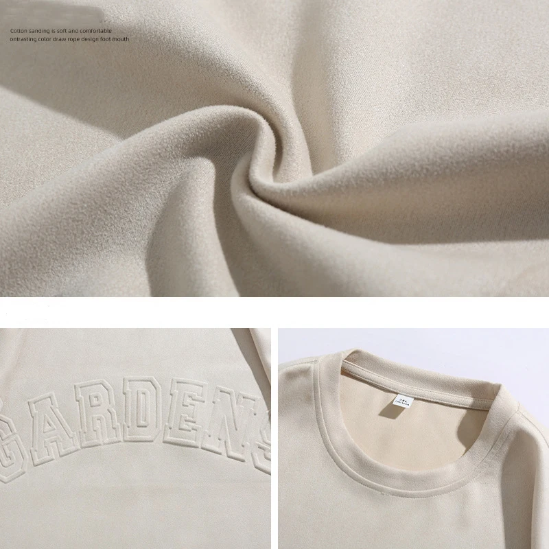 Heavy Suede short sleeve T-shirt men fashion retro three-dimensional alphabet press colloidal T-shirt