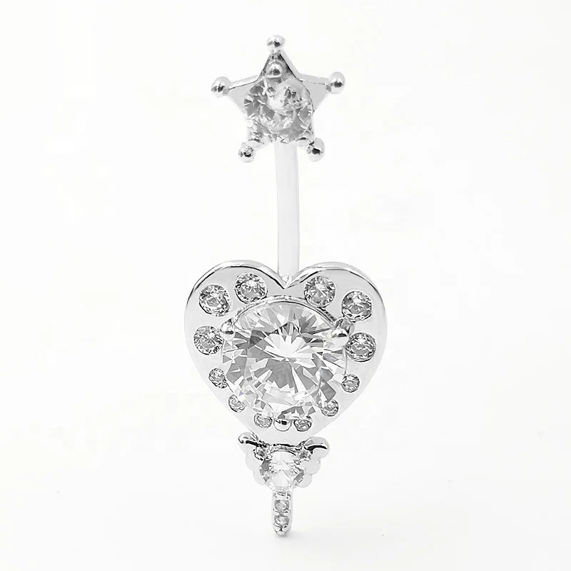 
New Fashion Flower Navel Ring clear Cubic Zircon 925 Sterling silver Belly Bar Body Piercing 
