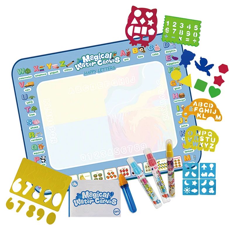 120*90CM Large Size Alphabet Magical Water Canvas with Colored Pen DIY Water Painting Mat for Kids