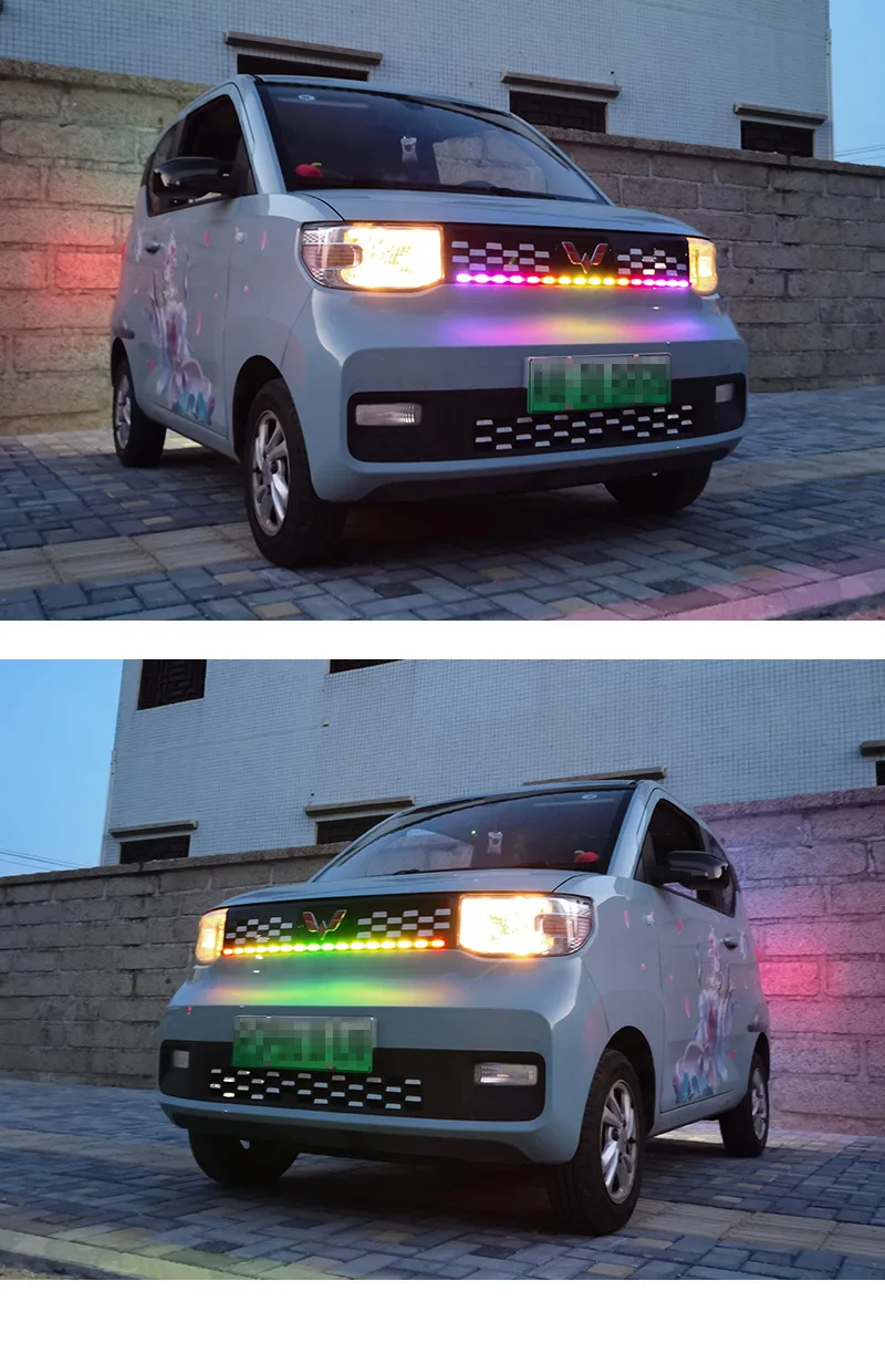 12-24v Auto Front Grille Drl Led Strip Lights 0.6/0.8/1.2/1.5M  Decoration Flexible RGB DRL Dynamic Turn Signal Headlight