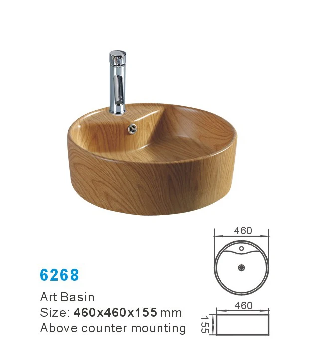 Texture Art Basin Sink Vessel Sink Color Sanitary Ware Hot Sale Wood Round Ceramic Faction Designer Art Basin Bathroom Wash Hand