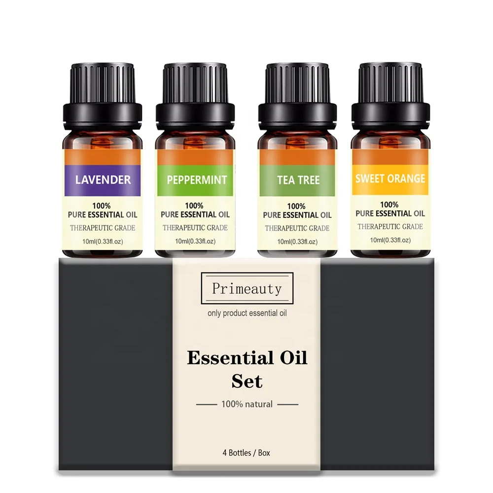 Top 4 Pure Aromatherapy Oils Home Fragrance Skin Hair Care Massage Humidifier Frankincense Plant Pure Essential Oils Set